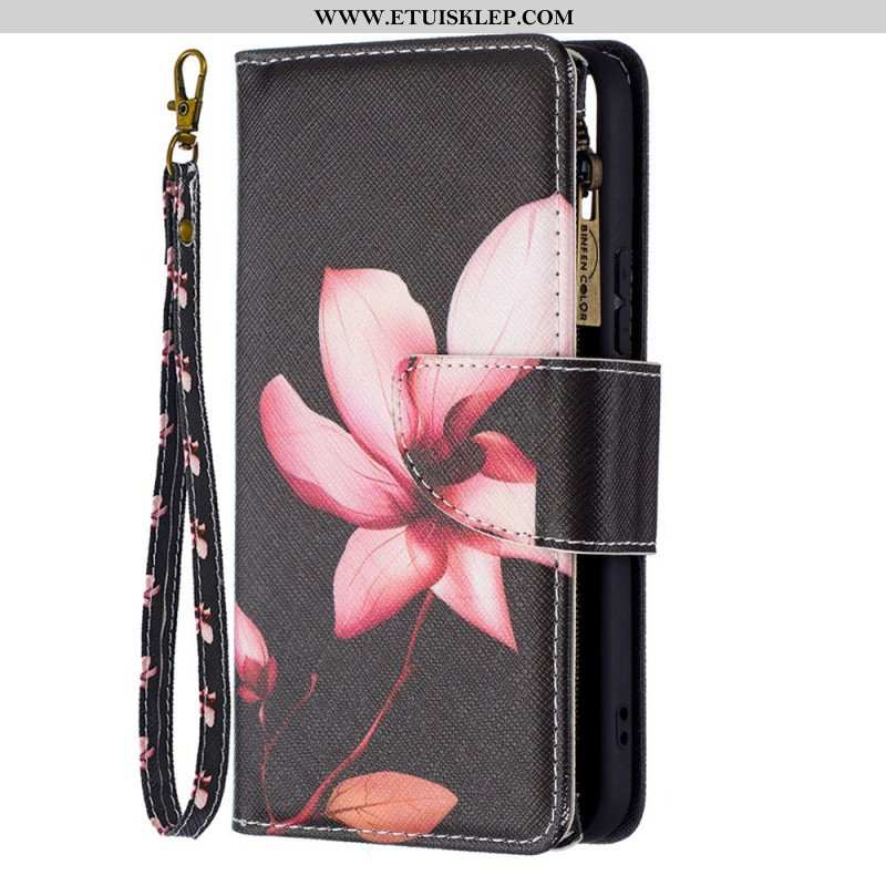 Etui Folio do Samsung Galaxy S22 5G Kieszonka Zapinana Na Zamek W Kwiaty